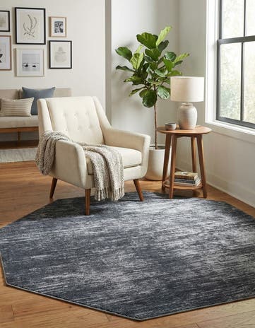 Black Asha Octagon Rug