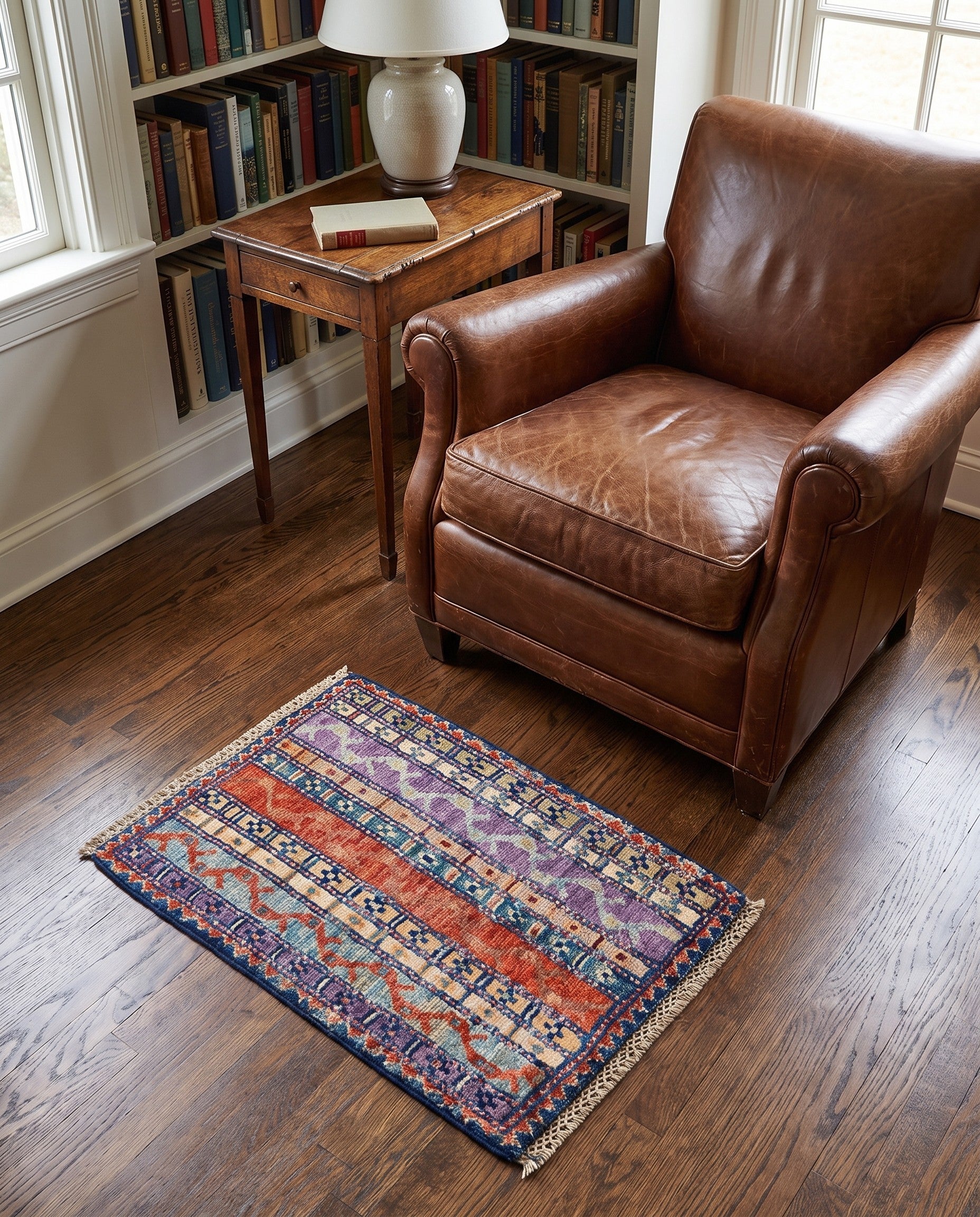 1' 4 x 2' Hand Knotted Ziegler Rug