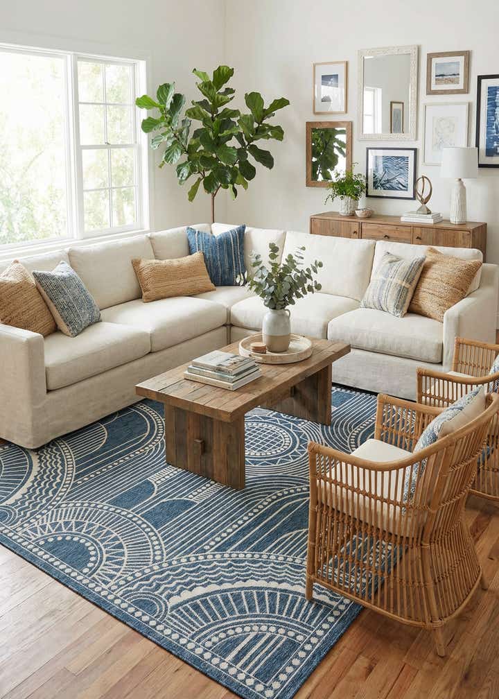 9' x 12' Easy-Clean Traditional Indoor / Outdoor Rug