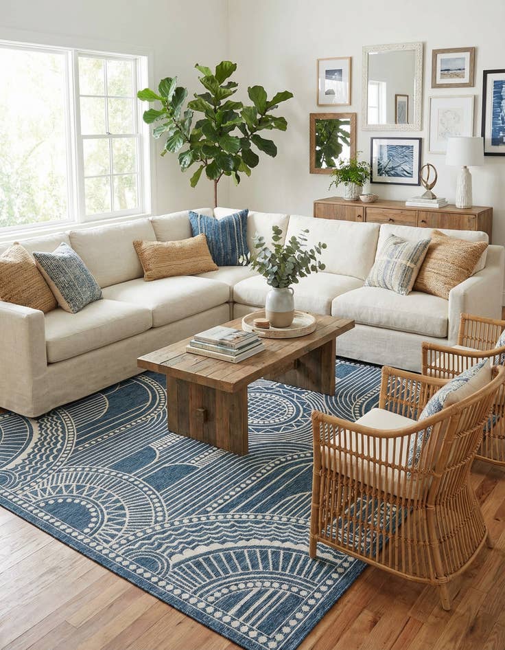 Detail image of 9' x 12' Easy-Clean Traditional Indoor / Outdoor Rug