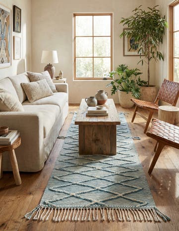 4' 8 x 9' 7 Hand Knotted Moroccan Wool Runner Rug