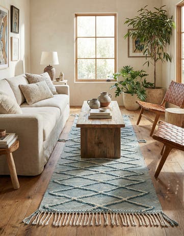 4' 8 x 9' 7 Hand Knotted Moroccan Wool Runner Rug