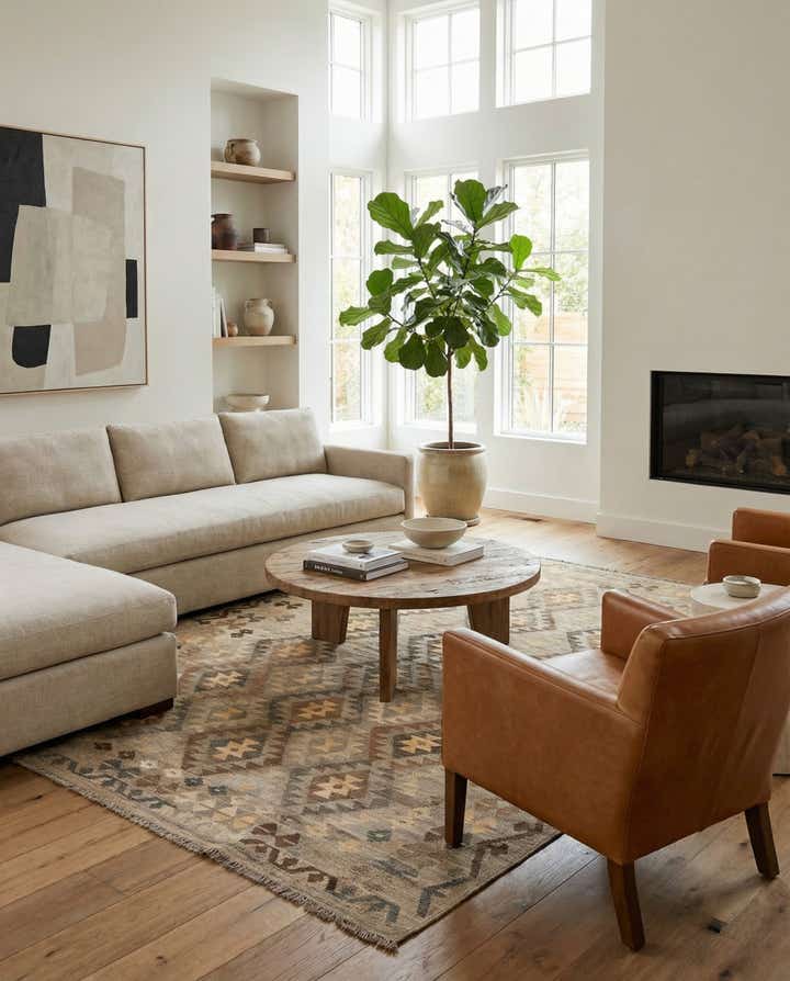 6' x 8' 1 Hand Woven Kilim Maymana Wool Rug