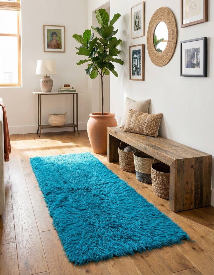 Detail image of 2' 2 x 4' 4  Hand Knotted Moroccan Wool Runner Rug