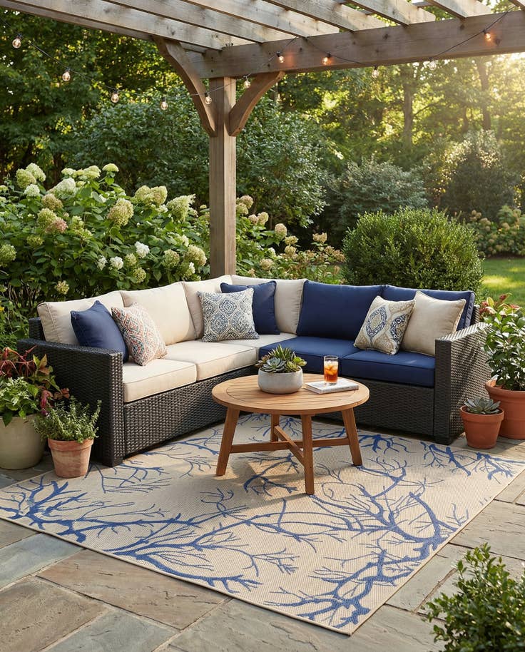 Detail image of 6' x 9' Easy-Clean Botanical Indoor / Outdoor Rug