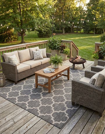 7' 10 x 11' Easy-Clean Lattice Indoor / Outdoor Rug