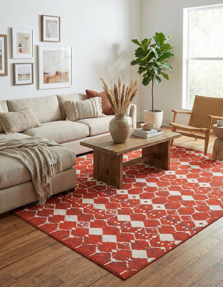 Detail image of 9' x 12'  Washable Trellis Indoor / Outdoor Rug