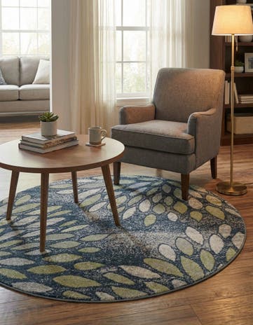Navy Blue Charleston Round Rug