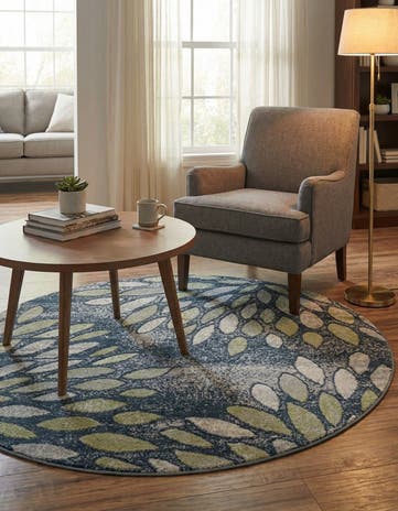 Navy Blue Charleston Round Rug