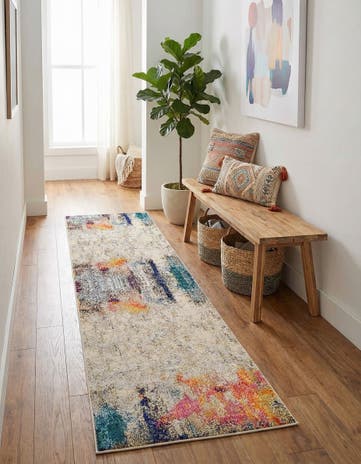 Beige Washable Theia Runner Rug