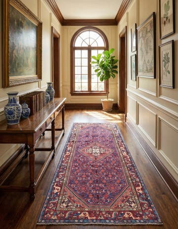 4' 10 x 10' 2 Hand Knotted Hossainabad Persian Wool Runner Rug