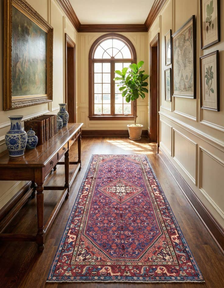 Detail image of 4' 10 x 10' 2  Hand Knotted Hossainabad Persian Wool Runner Rug