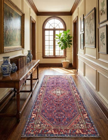 4' 10 x 10' 2 Hand Knotted Hossainabad Persian Wool Runner Rug