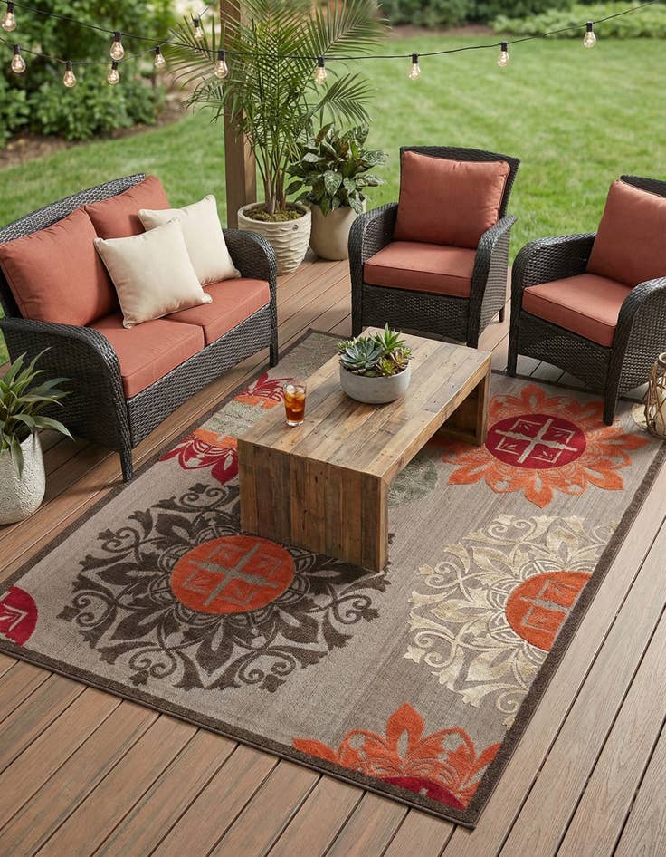 Detail image of 9' x 12' 2  Washable Modern Indoor / Outdoor Rug