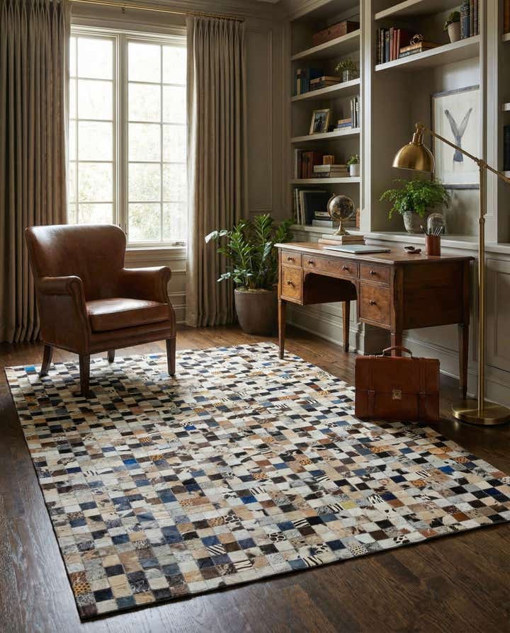 5' x 8' Cowhide Leather Rug