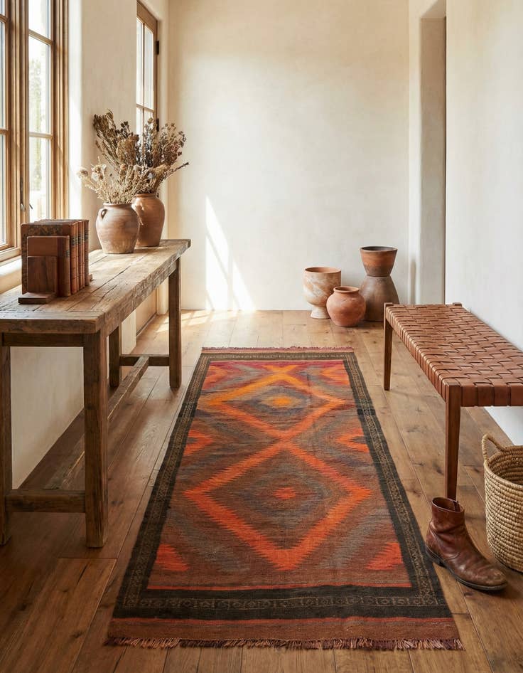 Detail image of 4' x 9' 10 Hand Woven Kilim Fars Wool Runner Rug