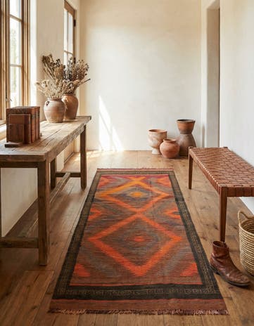 4' x 9' 10 Hand Woven Kilim Fars Wool Runner Rug