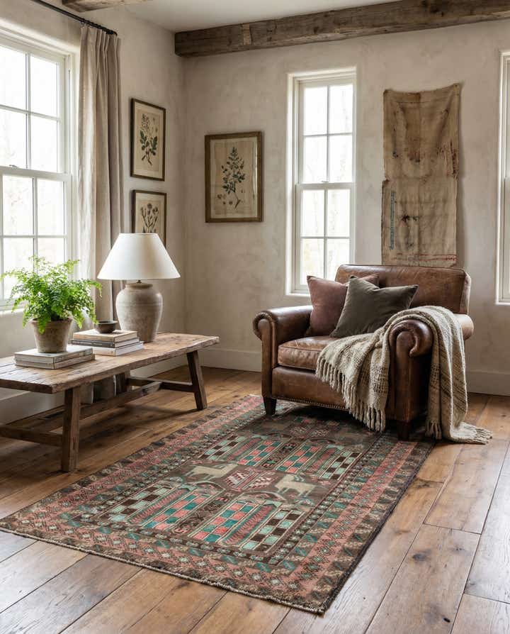 3' 9 x 6' 4 Hand Knotted Ultra Vintage Persian Wool Rug