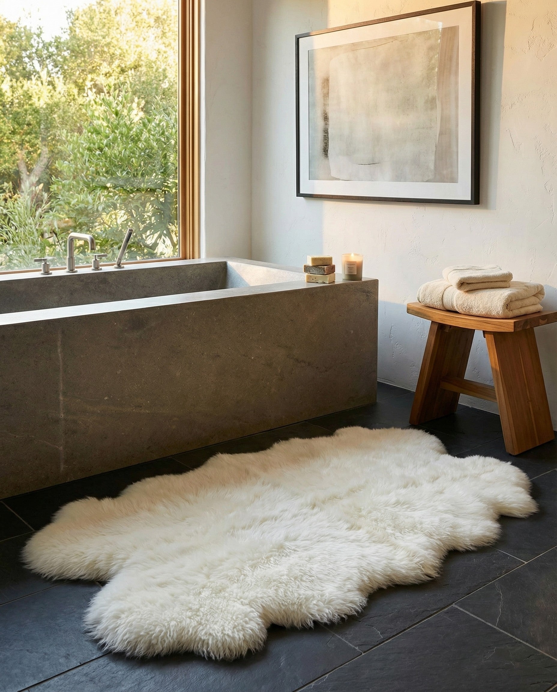 3' 3 x 6' Natural Sheepskin Freeform Rug