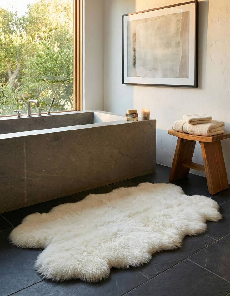 Detail image of  3' 3 x 6' Natural Sheepskin Freeform Rug