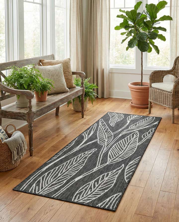 2' x 6' Easy-Clean Botanical Indoor / Outdoor Runner Rug