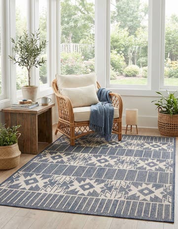 5' 3 x 7' 9 Easy-Clean Modern Indoor / Outdoor Rug