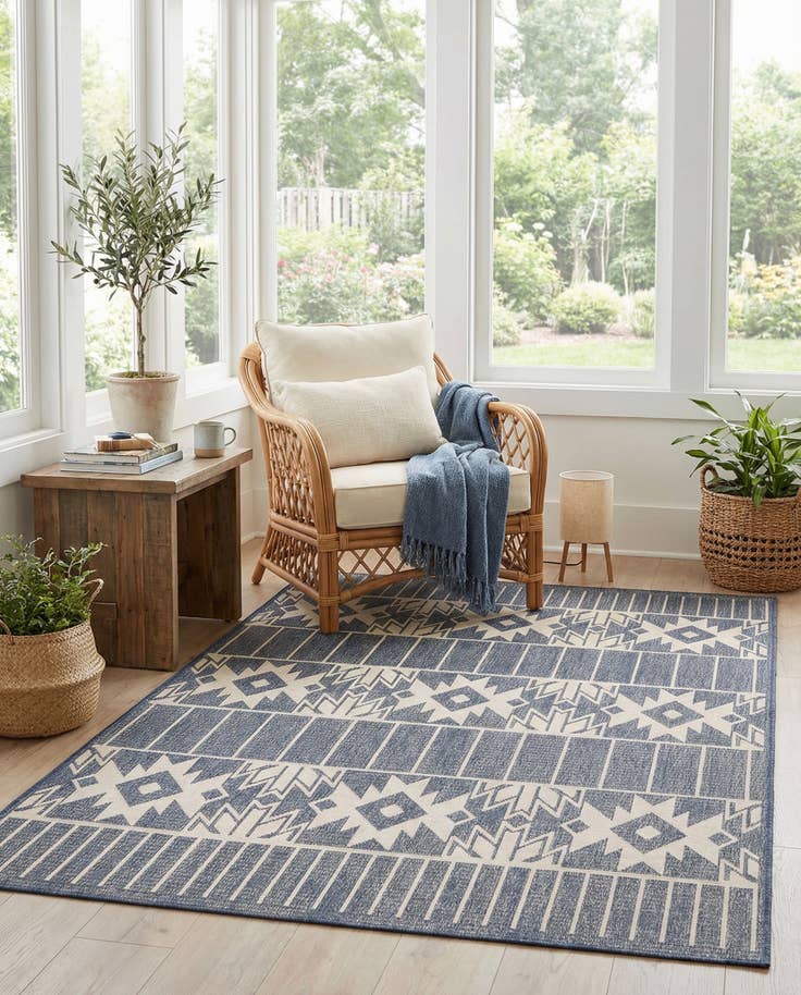 Detail image of 5' 3 x 7' 9 Easy-Clean Modern Indoor / Outdoor Rug