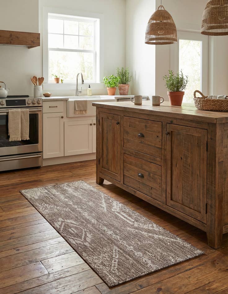 Detail image of 2' x 4'  Washable Bohemian Indoor / Outdoor Runner Rug