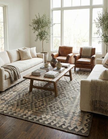 5' 8 x 8' 1 Hand Woven Kilim Maymana Wool Rug