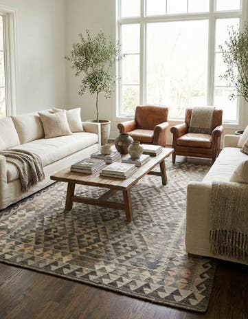5' 8 x 8' 1 Hand Woven Kilim Maymana Wool Rug