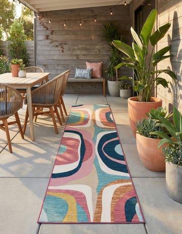 2' 7 x 12' Easy-Clean Modern Indoor / Outdoor Runner Rug