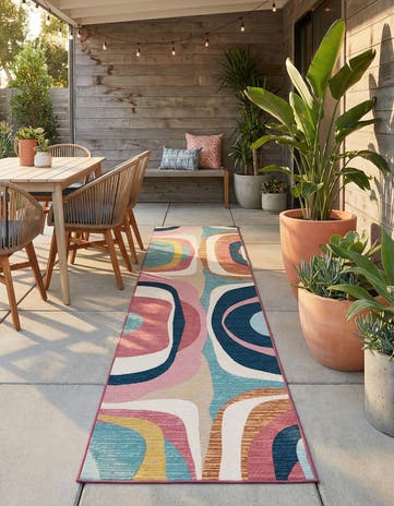 2' 7 x 12' Easy-Clean Modern Indoor / Outdoor Runner Rug