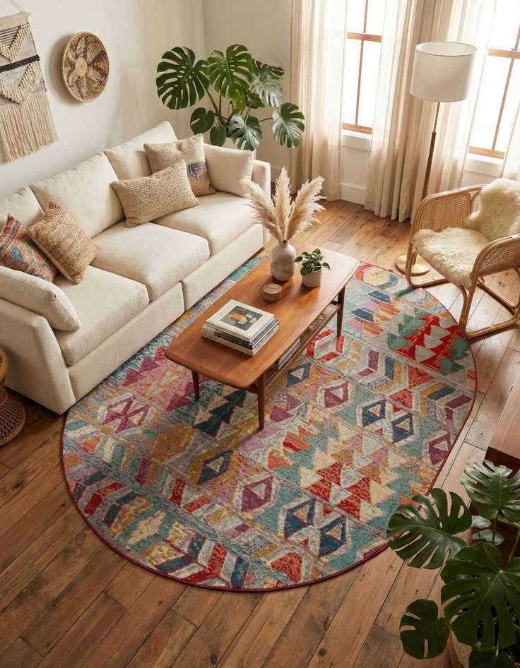 Detail image of 7' 10 x 10' Easy-Clean Modern Indoor / Outdoor Oval Rug