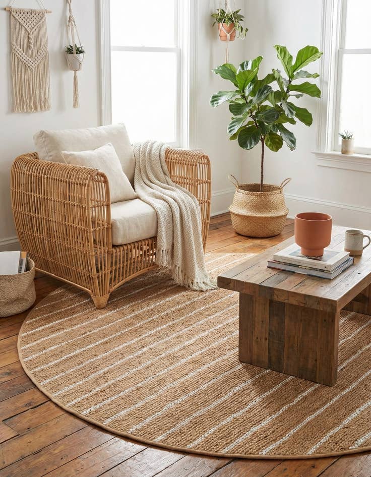 Detail image of 7' 10 x 7' 10  Hand Braided Laurel Handwoven Jute Round Rug