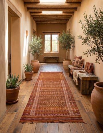 4' 6 x 13' Hand Woven Kilim Fars Wool Runner Rug