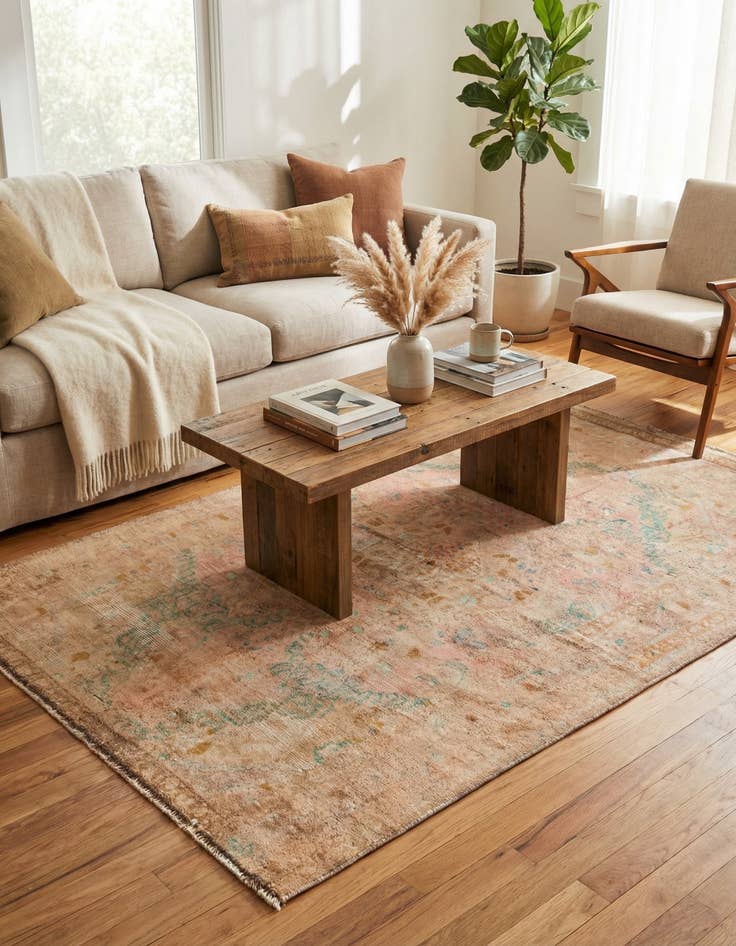 Detail image of  4' 1 x 6' 8  Hand Knotted Ultra Vintage Persian Wool Rug