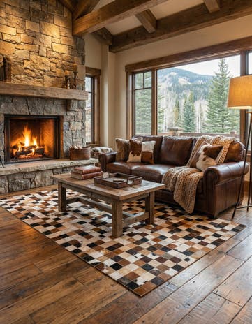 5' 1 x 8' Cowhide Leather Rug