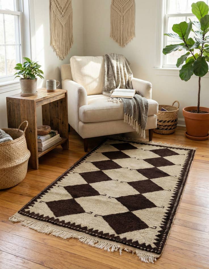 Detail image of 2' 6 x 4' 2  Hand Knotted Moroccan Wool Rug