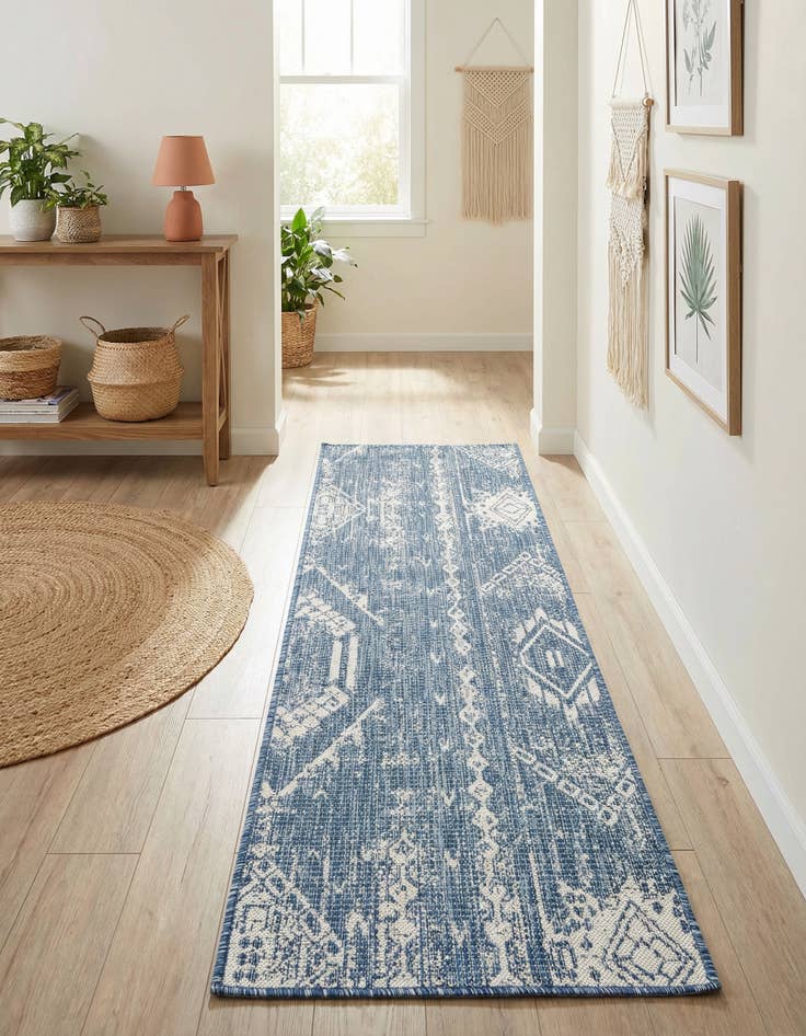 Detail image of 2' x 6' Easy-Clean Bohemian Indoor / Outdoor Runner Rug