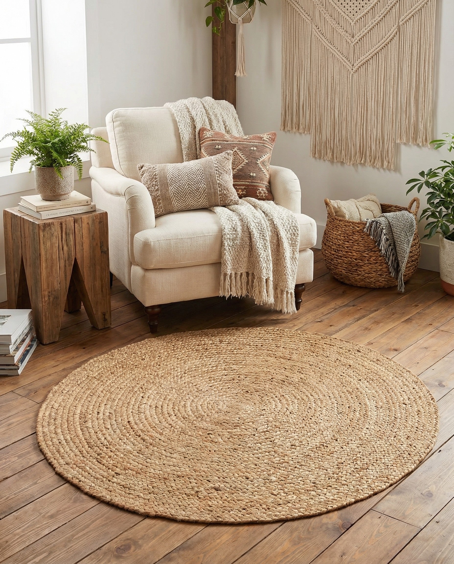  3' 3 x 3' 3  Hand Braided Jute Luxe Round Rug