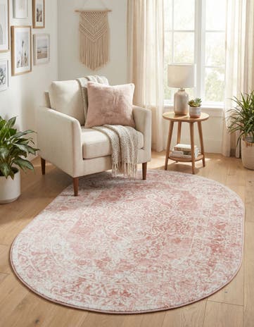 Pink Oxford Oval Rug