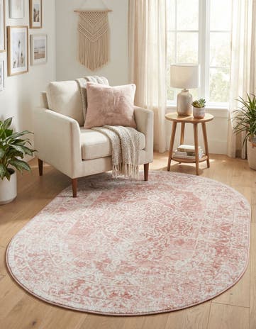 Pink Oxford Oval Rug