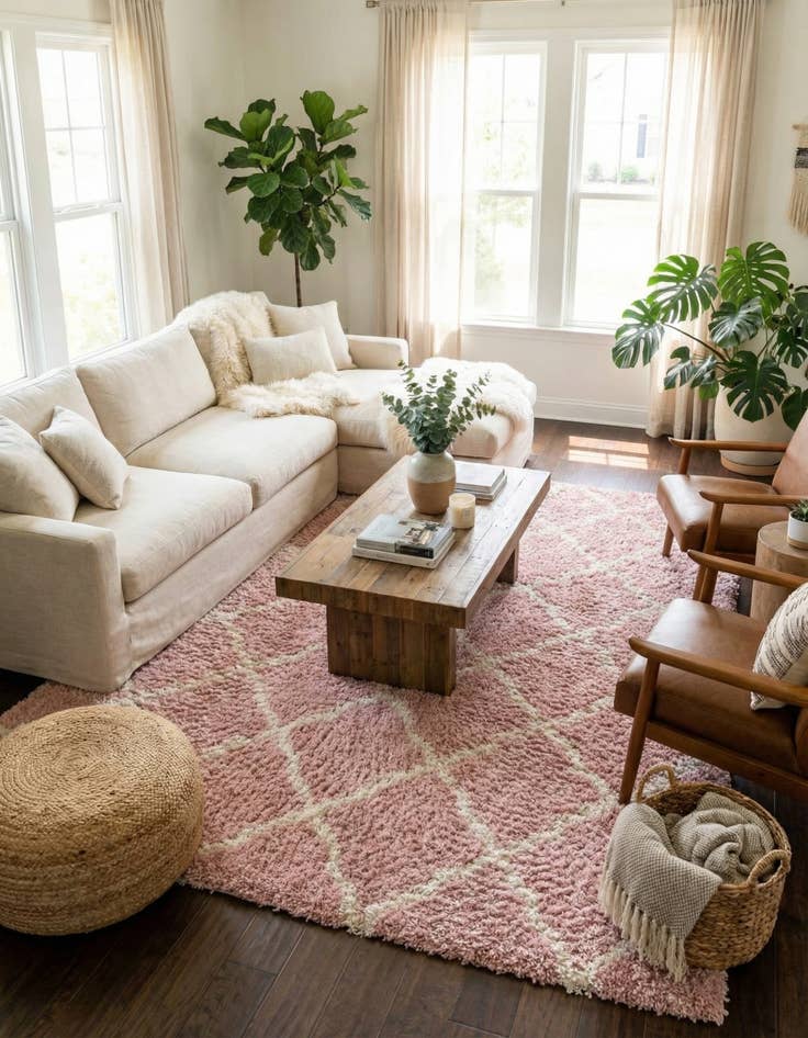 Detail image of  10' x 13' Lattice Shag Rug