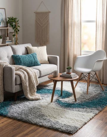Turquoise Soft Touch Shag Rug