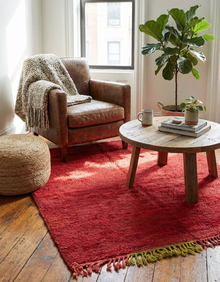 Detail image of  4' 9 x 5' 6  Hand Knotted Moroccan Wool Rug