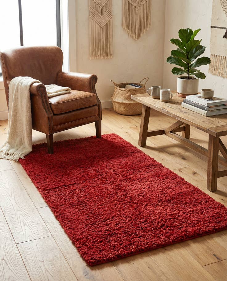 Detail image of 2' 4 x 4' 9 Hand Knotted Moroccan Wool Runner Rug