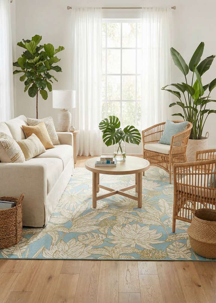 7' 10 x 10' Easy-Clean Botanical Indoor / Outdoor Rug