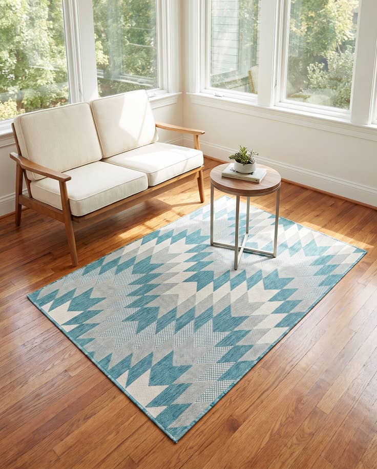 Detail image of 4' x 6' Easy-Clean Modern Indoor / Outdoor Rug