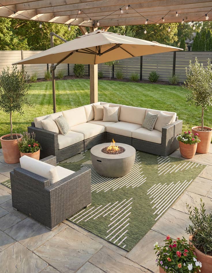 Detail image of 10' x 13'  Washable Modern Indoor / Outdoor Rug