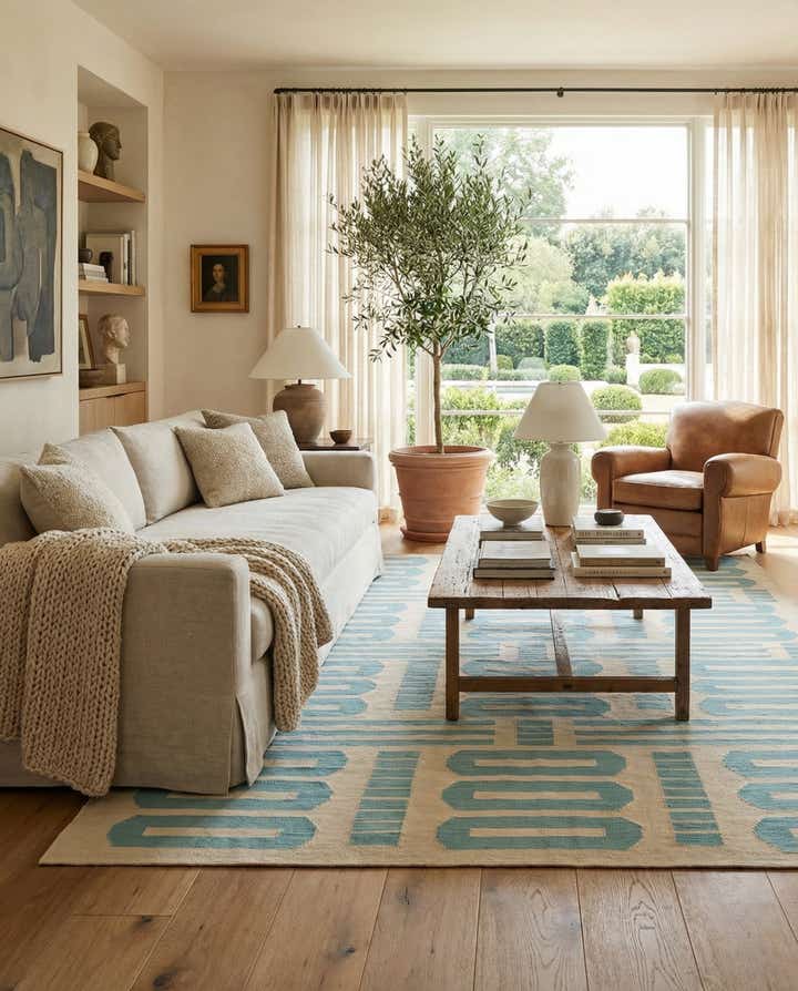 6' 7 x 9' 7 Hand Woven Kilim Modern Wool Rug